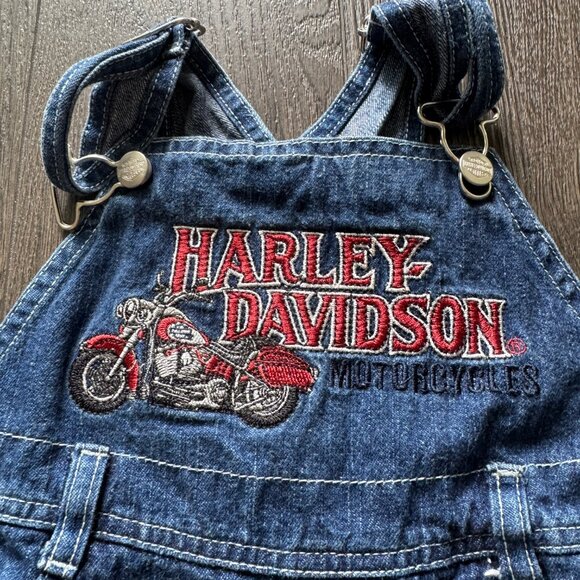HARLEY DAVIDSON BABY DENIM OVERALLS size 18M - Picture 2 of 10
